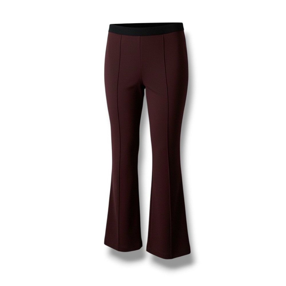 NWT HELMUT LANG Cropped Flare Ribbed Leggings Minimalist Red Brown Medium